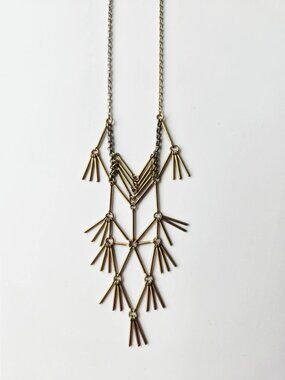 Artisan/Handmade Geometric Long Brass Necklace Boho Modern